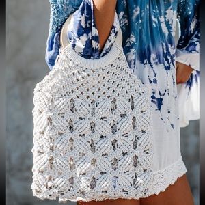 Vici Castaway ivory woven handbag